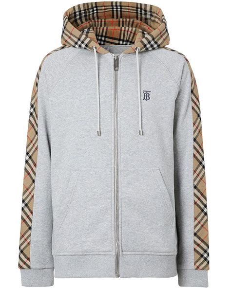 burberry vintage check lined zip-front hoodie|Burberry zip up hoodie men.